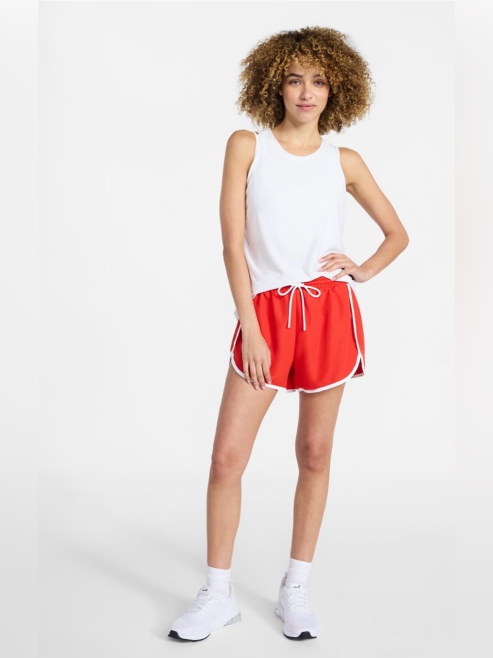 Athletic Works Women’s Red Active Drawstring Piped Running Shorts